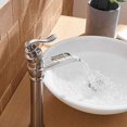 Vessel Sink Faucet with Supply Line Brushed Nickel Deck Mount One Hole Single Handle Waterfall ...