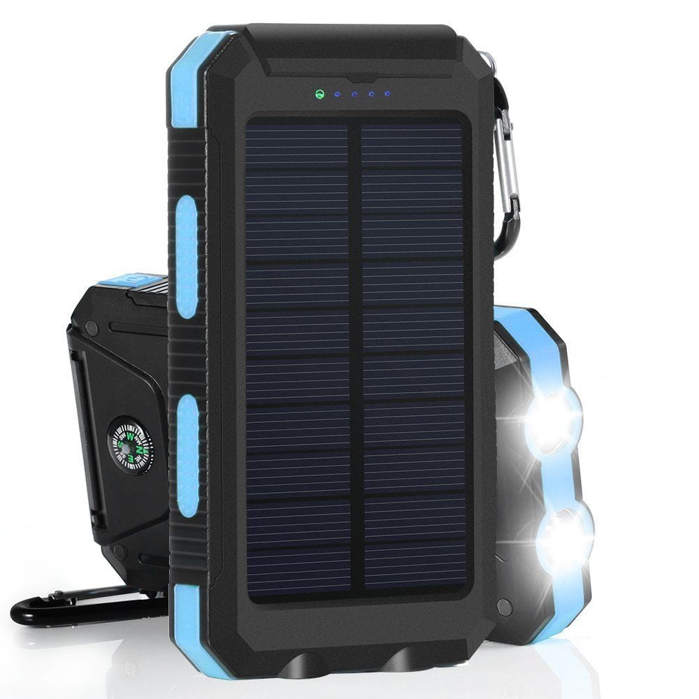 White+Orange Waterproof 500000mAh Dual USB Portable Solar Charger Solar Power Bank For Phone
