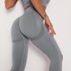 thumbnail image 4 of Pantalones de yoga de cintura alta con efecto scrunched para mujer - Leggings elásticos sólidos con cinturilla en forma de V para entrenar en el gimnasio, 4 of 7