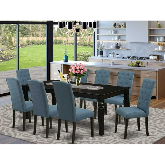 East West Furniture Dining Room Set Black, LGCE9-BLK-21