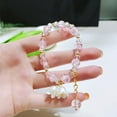 thumbnail image 4 of QHUDLV Korean Pink Crystal Flowers Butterfly Pendant Beaded Bracelet For Women N4I, 4 of 5