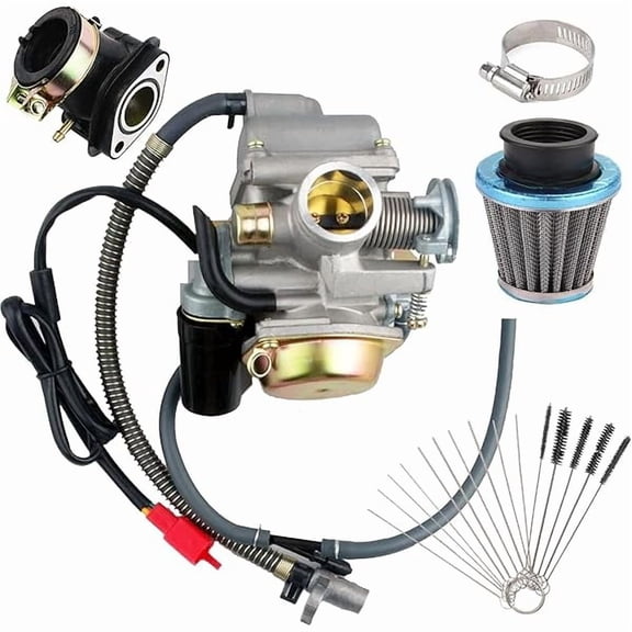 150cc Scooter Carburetor with Electric Choke and Air Filter Intake Manifold, Compatible with GY6 4-Stroke 152QMJ 157QMI Engines