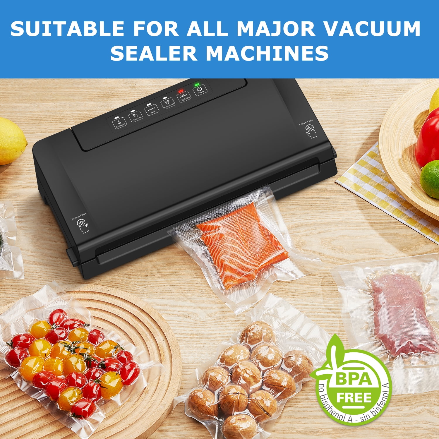 Mainstays Gallon Vacuum Sealer Bags (11" x 14"), 15-Count BPA-Free Vacuum Seal Bags for Food Storage and Sous Vide, Works With All Brands Food Vacuum Sealer Machines
