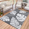 thumbnail image 4 of Reversible Patio Mat – Waterproof Plastic Straw – Tropics Palm Leaves Design – RV, Deck, Balcony, Porch & Beach – Modern Camping Outdoor Rug, 4 of 7