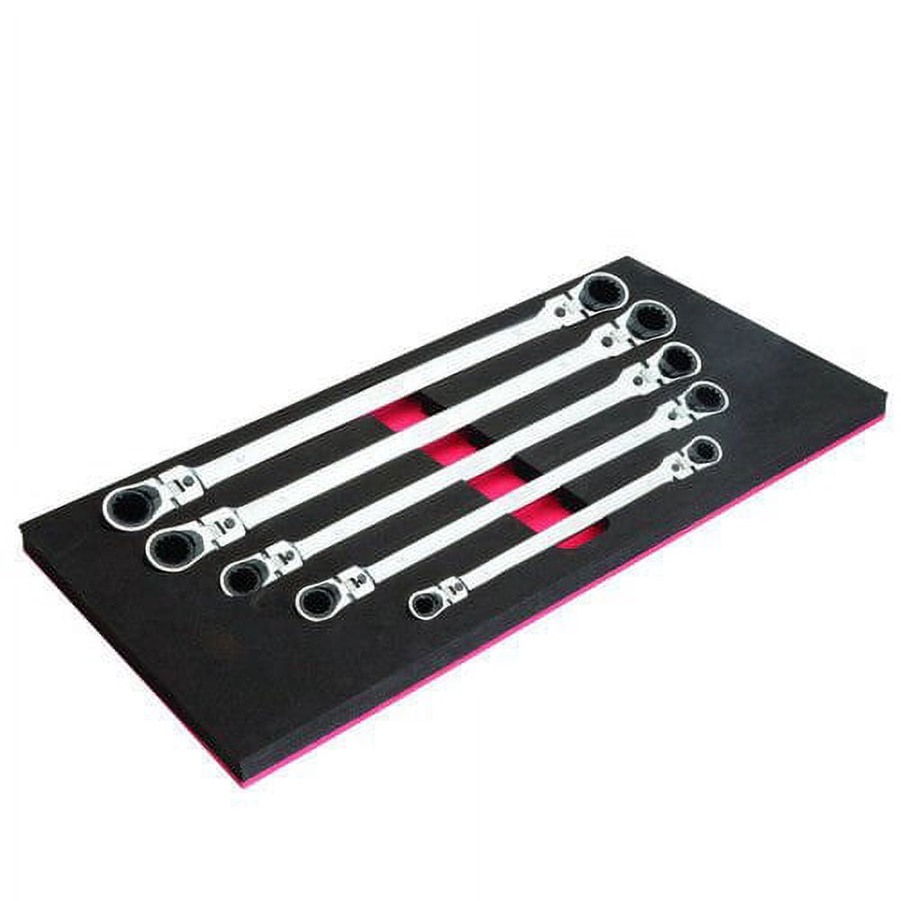 E Z Red WR5ML Headlock 5 Piece Metric Box Wrench Set Slim Profile Design
