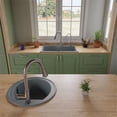 thumbnail image 3 of Pemberly Row Titanium 20" Drop-In Round Granite Composite Kitchen Prep Sink, 3 of 9