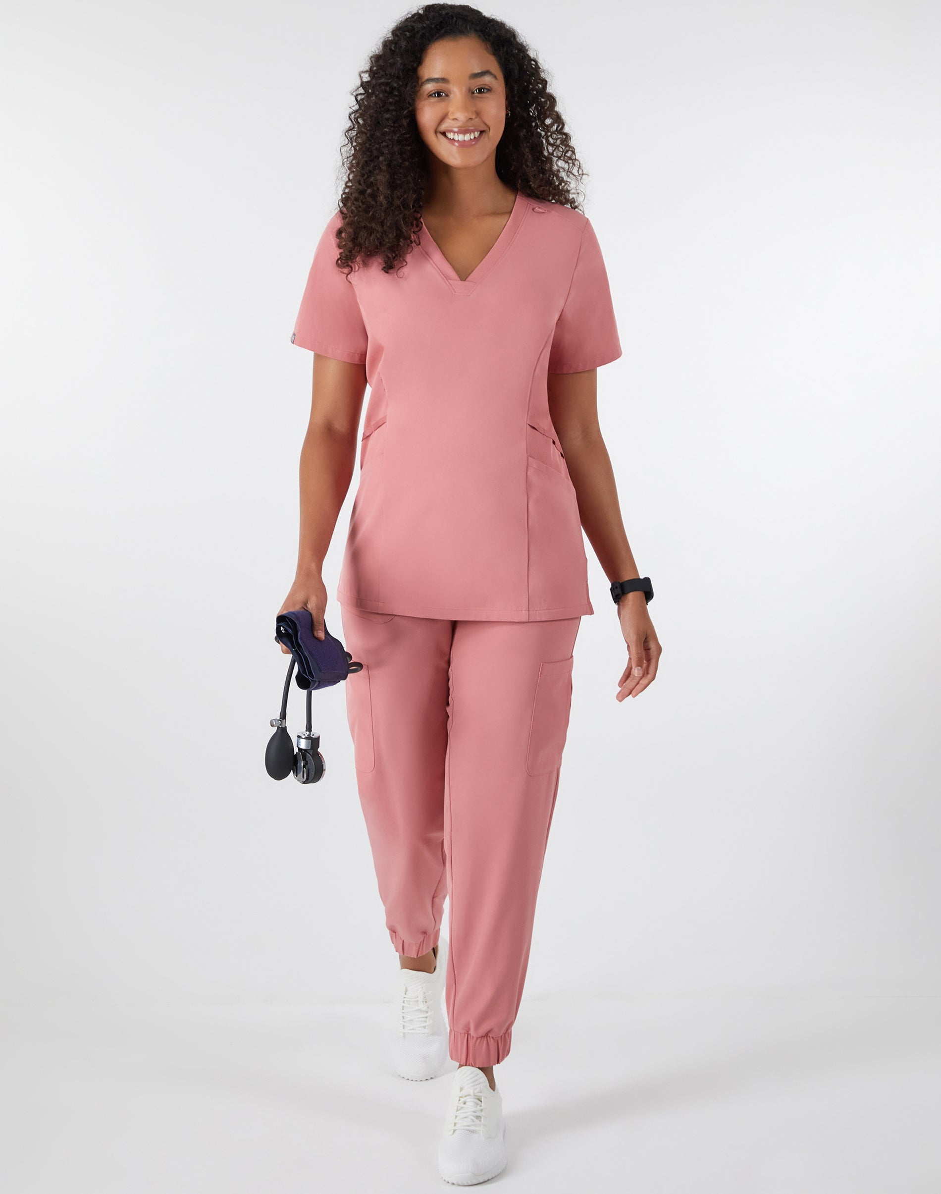 Hanes Comfort Fit Scrubs Women's Scrub Top Rose Ranch Pink L