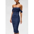 thumbnail image 4 of Vestido PRETTYGARDEN 2025 con Hombros Descubiertos y Fruncido Azul Marino M, 4 of 7