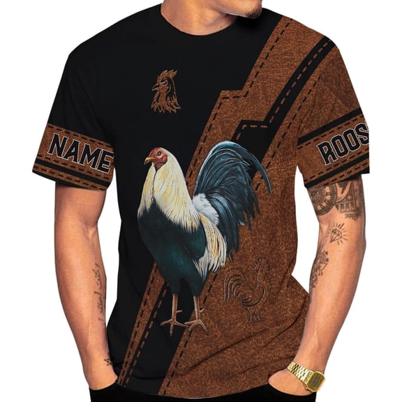 Personalized Name Rooster Shirt 3D, Rooster Shirts for Men, Chicken Tshirts Shirts for Women, Funny Chicken Shirts (T-shirt, S)