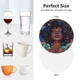 thumbnail image 4 of KLL Drink Coasters Set Round Shape of 4,PU Leather Absorbent Coasters Set Decorative Coffee Cup Coasters Housewarming Gift for Home Decor-Cosmic Garden Woman Portrait, 4 of 5