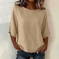 thumbnail image 2 of Ltctricy Womens Cotton Linen Tops Loose Fit 3/4 Sleeve Shirts Crew Neck Basic T Shirts Beach Vacation Clothes, 2 of 5
