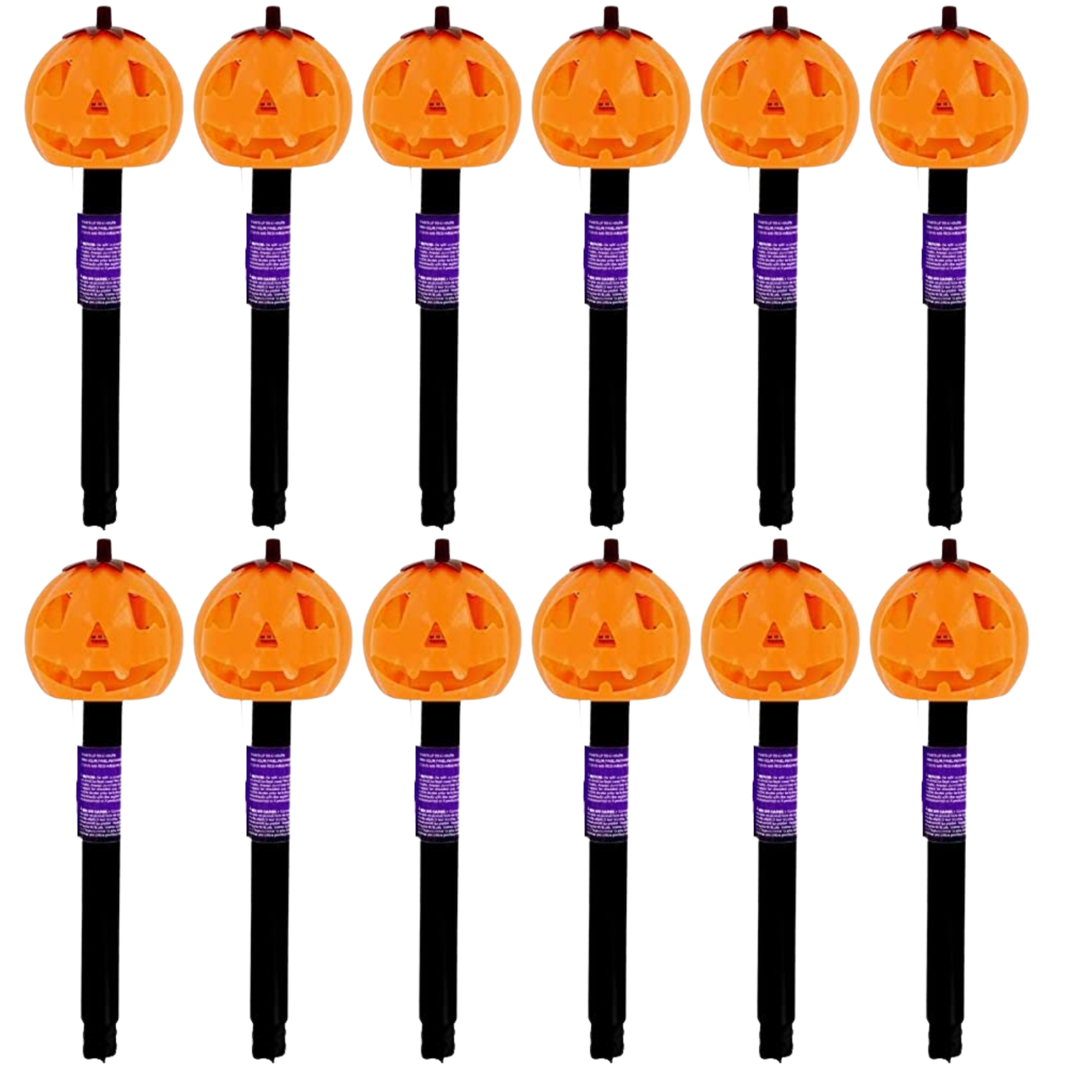 (12) Halloween Decorative Solar Stake Lights Orange Pumpkin Spooky
