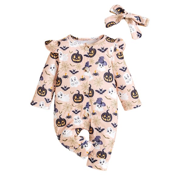 XXWXYD Baby Girl Halloween Romper Bodysuit Long Sleeve Spring Autumn Clothes Cute Bodysuit Outfit for Kids Toddler