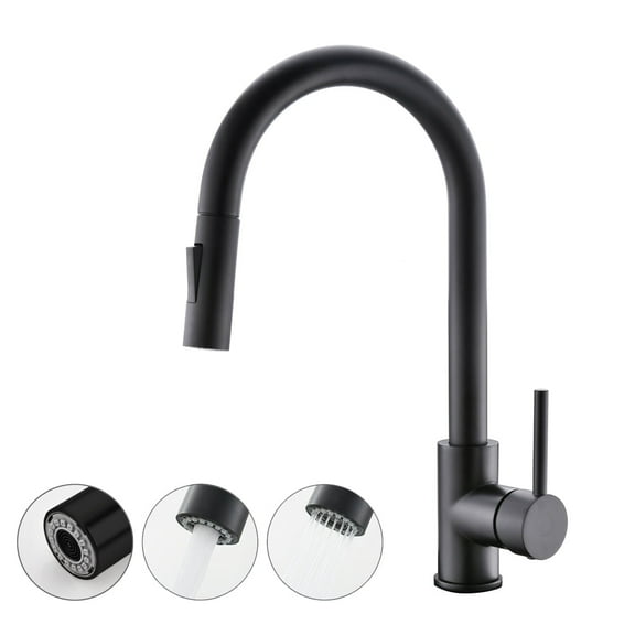 Havin Black Kitchen Faucet with Pull Down Sprayer, High Arc Stainless Steel Material, with cUPC Ceramic Cartridge,Without Deck Plate,Fit for 1 Kitchen Sink or Laundry Sink,Matte Black Color HV501B