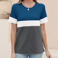 thumbnail image 3 of Jalioing Short Sleeve T Shirt Women's Casual Fashion Color Block Tee Shirt Crew Neck Basic Summer Tops Outfits, 3 of 7
