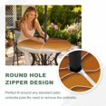 thumbnail image 4 of Round Outdoor Tablecloth with Umbrella Hole and Zipper, Orange Ocean Waves Tablecloth with Elastic Waterproof, Coastal Country Abstract Ombre Stripes Patio Table Covers for 31" - 35" Pool Tables, 4 of 9
