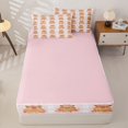 thumbnail image 4 of Homewish Flower Capybara Zipper Full Size Comforter Sets with Fitted Sheet and 2 Pillowcases for Kid, Buffalo Plaid Zipper Bedding Set, Pink Reversible, 4pcs, 4 of 6