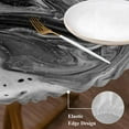 thumbnail image 3 of Black Marble Round Tablecloth, Fitted Table Cover with Elastic for 45"-54" Round Tables, Vintage Abstract Grey Fluid Aesthetic Table Cloth Outdoor Indoor Dinning Party Waterproof Tablecloths, 3 of 7