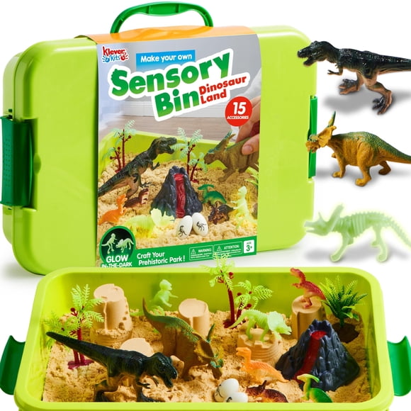 Sensory Bin Toy Klever Kits con diseño de dinosaurio que brilla en la oscuridad, más de 3
