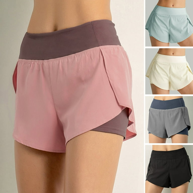 Rosvigor Womens Athletic Shorts High Waisted Running Shorts Gym Workout  Shorts with Pockets 