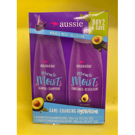 Aussie Miracle Moist Shampoo and Conditioner Sets, Avocado, 12.1 Oz Each