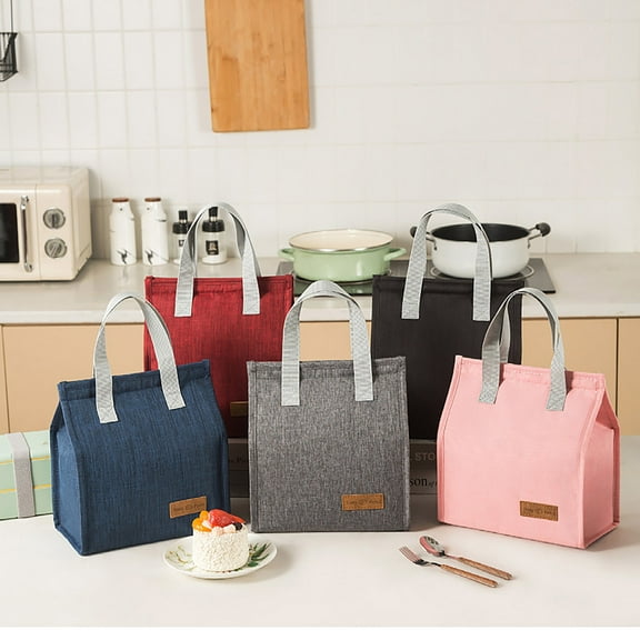 Insulated Lunch Bag Cationic Vertical Tote | Portable Bento Cooler | Large Capacity Corduroy Thermal Meal Carrier | Leak-Proof Lightweight Picnic Grocery Tote | 22.5x25.5x13cm | 1 Pack