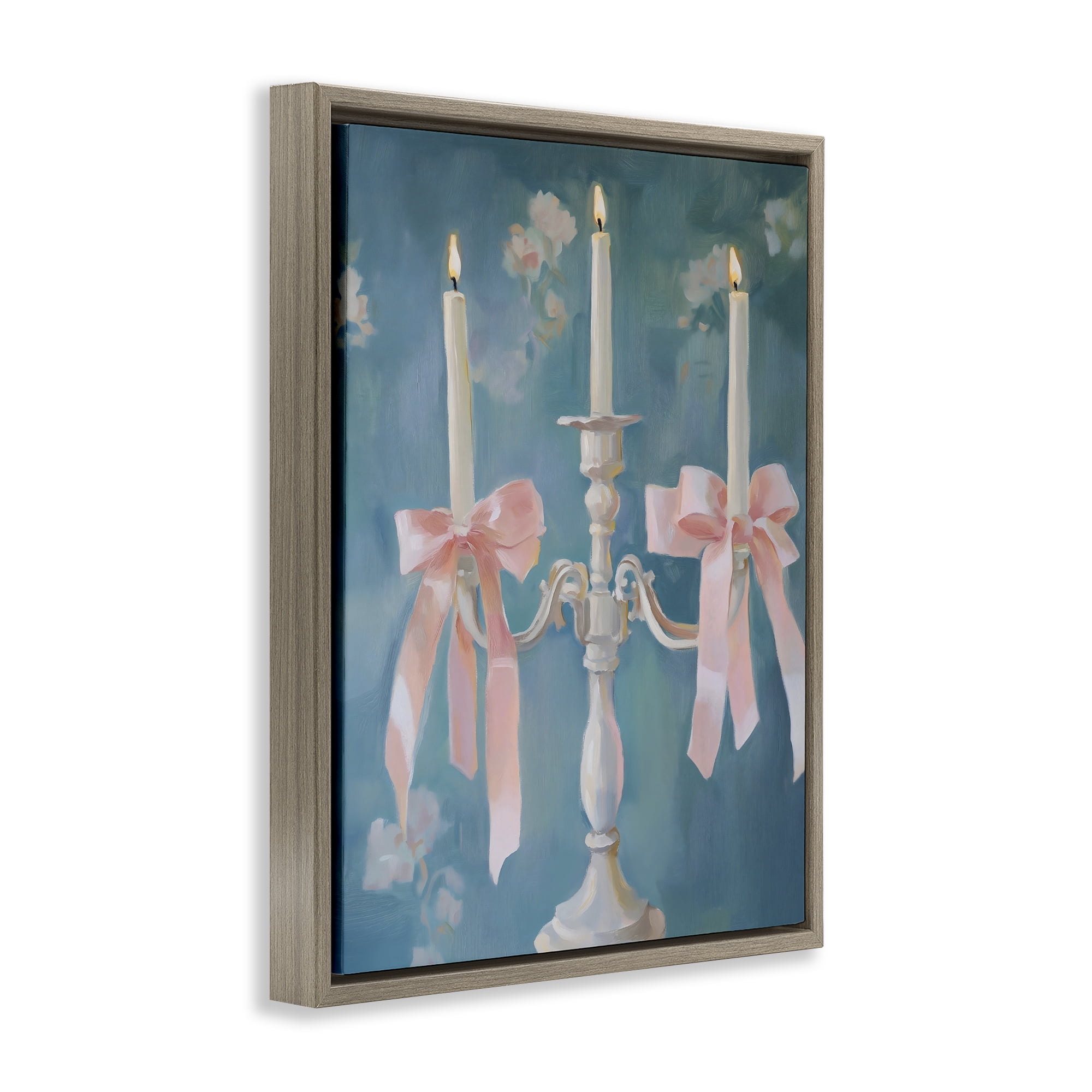 Stupell Industries Elegant Coquette Candelabra Brown Framed Floater Canvas Wall Art, design by The Prints Vibe
