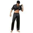 thumbnail image 2 of Kureaily Men‘s Satin Silk Button Down Pajamas Sets Solid Two Piece Family Sleepwear Loungewear Short Sleeve Silk Nightwear Mens Pajama Set, 2 of 4