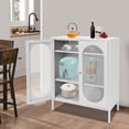 thumbnail image 2 of 40" Display Cabinet Distressed Tall Accent Distressed Cabinet Storage + 2 Doors Creamy White, 2 of 12