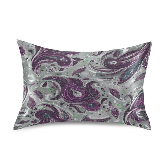 Iauyy 20x26in Silk-Smooth Satin Pillowcase, Gentle on Hair and Skin, Luxuriously Soft Pillowcase with Envelope Closure, Wrinkle Fade Deep Purple Tones
