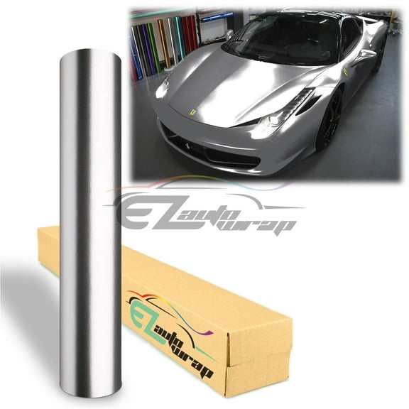EZAUTOWRAP Anodized Chrome Silver Car Vinyl Wrap Sticker Decal Matte Metallic Bubble Free Air Release Technology