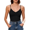 thumbnail image 2 of Black Tank Tops with Built in Bras Nylon,Spandex Summer Scoop Neck Sleeveless Basic Tee Fitted Casual Shirts 2026 Trendy Clothes Camisole Tops for Women M, 2 of 6