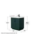 thumbnail image 5 of Wyndham Collection Miranda 30" Wood&Marble Single Bathroom Vanity in Black/Green, 5 of 6