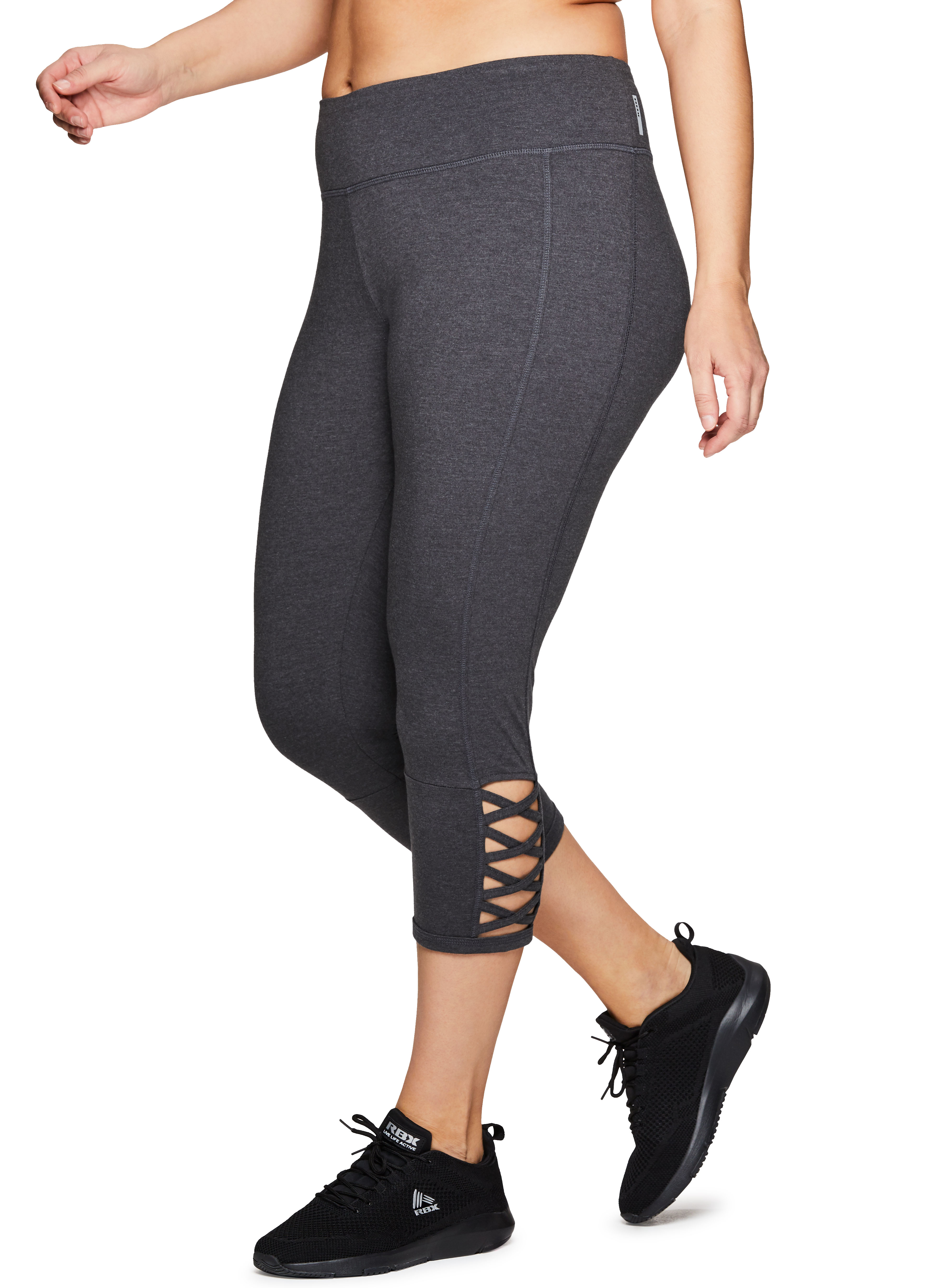 RBX Active Women's Plus Size Strappy Cotton Spandex Capri Leggings S19 Grey  2X - Walmart.com