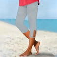 thumbnail image 2 of THDHVS Leggings for Women,High Waist Slim Fitting Cropped Pants Solid Color Elastic Waist Summer Base Pants,Shorts for Women Gray S, 2 of 9