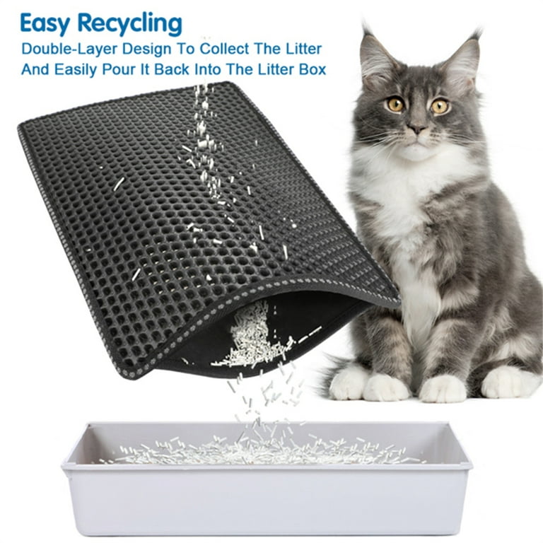 Fostanfly Cat Litter Mat, Large Urine Proof Litter Trapping Mat, Double  Layer Litter Box Mat, Easy Clean Machine Washable Kitty Mat, Waterproof