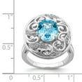 thumbnail image 3 of White Sterling Silver Ring Band Gemstone Swiss Blue Topaz Oval Diamond Round, 3 of 5