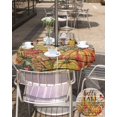 thumbnail image 5 of Fsddascl Hello Fall Outdoor Tablecloth - 54 Inch Round Dining Table Cover, Orange Pumpkins Birds Vintage Thanksgiving Waterproof Outdoor Table Cloth with Umbrella Hole & Zipper for Picnic/Patio, 5 of 7