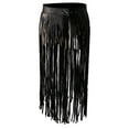 thumbnail image 5 of Hippie Fringe Tassel Wite PU Leather Ladies Belt Skirt - Black, 26.8 inch, 5 of 9