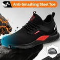 thumbnail image 3 of Steel Toe Shoes for Men Lightweight Mens Work Shoes Comfortable Safety Toe Shoes for Men Work Sneakers Slip On Steel Toe Tennis Shoes for Construction Black-red, 3 of 7