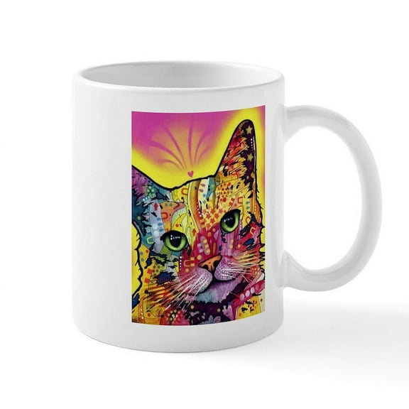 CafePress - Psychadelic Cat Mug - 11 oz Ceramic Mug - Novelty Coffee Tea Cup