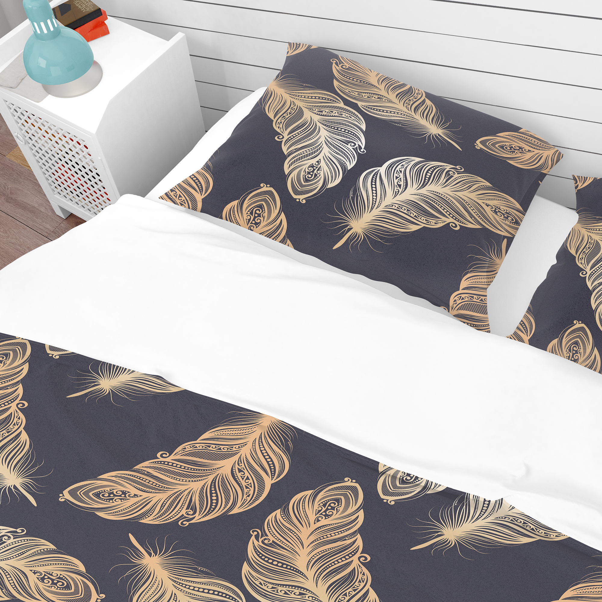 Designart 'Pattern with Feathers' Southwestern Duvet Cover Set