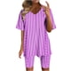 thumbnail image 1 of Blusas para las Mujeres Casual Impreso Cuello en V Manga Corta Blusa Pantalones Cortos, Conjuntos de Ropa para las Mujeres, 1 of 5