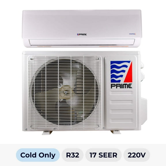 Prime 24000 BTU Mini Split Ductless Air Conditioner Cold Only, Wi-Fi Enabled, 17 SEER2, 220V, Up to 1200 Sq. Ft, R-32 Refrigerant & Installation Kit