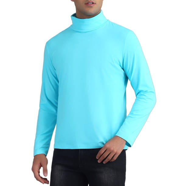 Inspire Chic Conjunto de Suéter de Cuello Alto para Hombre de Manga Larga, Playera de Punto 2XL Azul Brillante