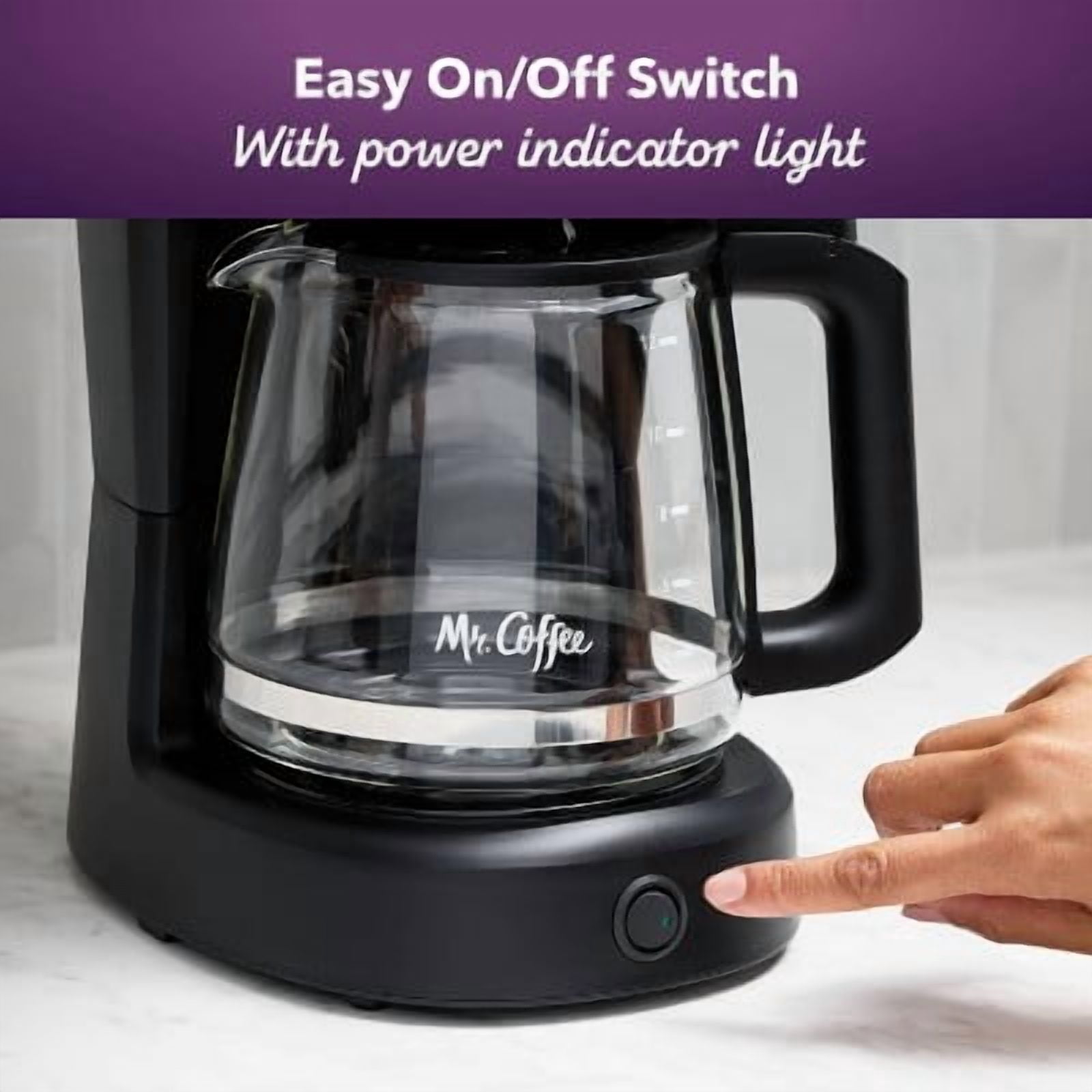 12-Cup Switch Coffee Maker Black: Electric Drip Coffee Machine, 60 oz Capacity, Dishwasher-Safe Parts