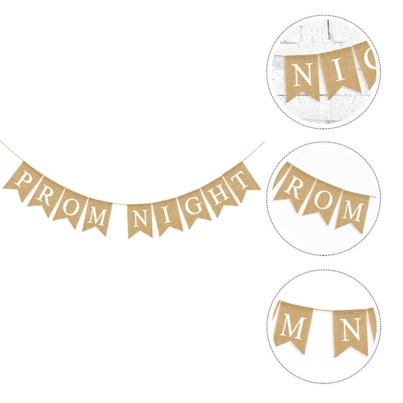 DEMACRIO Linen Prom Night Banner with Dovetail Shape for Wedding, Engagement, and Party Decorations - 1 Pack