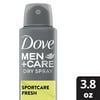 Dove Men+Care Sport Dry Spray Antiperspirant Deodorant Active+Fresh 3.8 oz