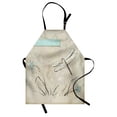 thumbnail image 1 of Dragonfly Apron Romantic Vintage Sketch in Pastel Grass Birthday Grunge Grass Botany Artwork, Unisex Kitchen Bib Apron with Adjustable Neck for Cooking Baking Gardening, Seafoam Tan, by Ambesonne, 1 of 3