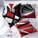 thumbnail image 4 of 4 Uds. Fundas de almohada decorativas modernas con rayas rojas abstractas, gris, negro y blanco, fundas de almohada cuadradas para decoración del hogar 45, 4 of 4